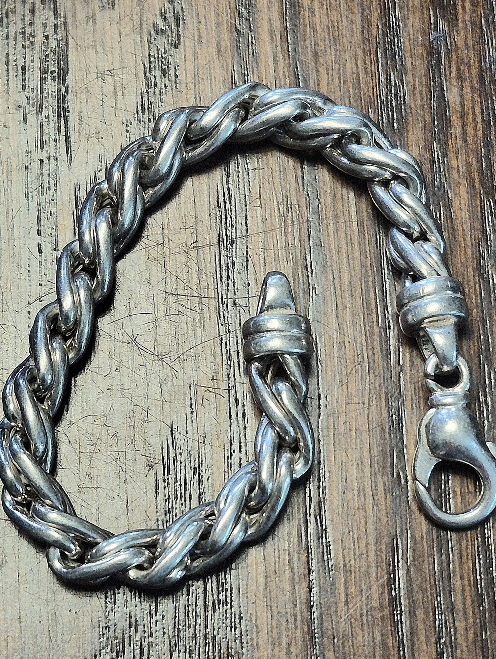 ITALY925 Vintage Sterling Silver Braided Rope Chain Bracelet - Picture 4 of 10
